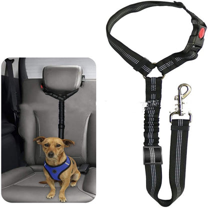 Pet Car Harness Elastic Reflective Strap, Adjustable Nylon Dog Seatbelt Leash