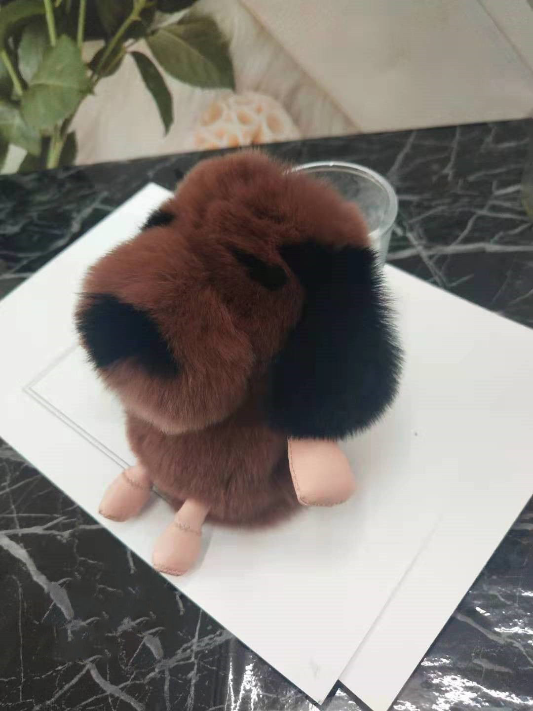 Rex Rabbit Fur Little Milk Dog Car Keychain