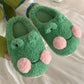 Cozy Steps: Women's Cute Cartoon Frog Slippers – Warm Plush for Indoor Comfort.