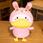 Costume Cuddle: Cute Cross-Dressing Duck Doll Plush Toy (33cm), Ideal for Sleeping.
