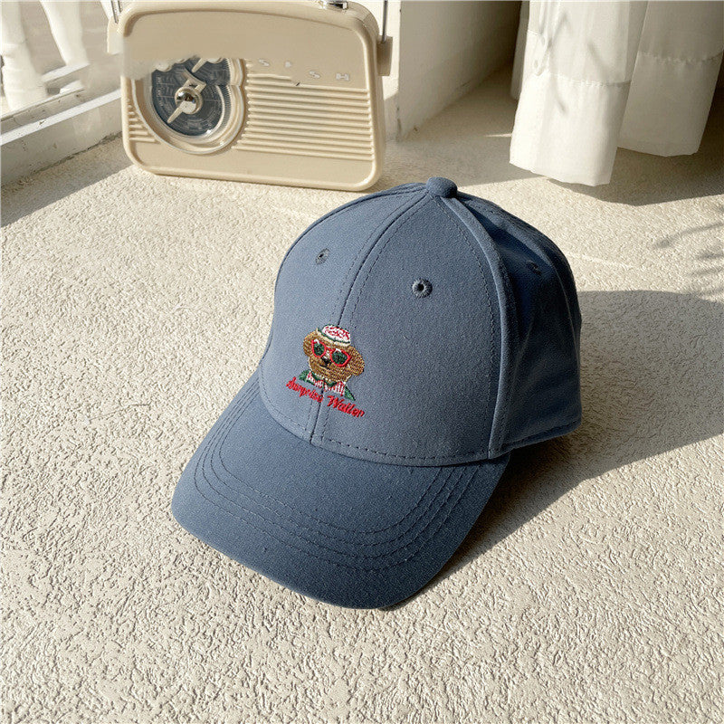 Fashion Kids Baseball Cap, Red Frame Brown Dog Design Cotton Hat for Spring & Autumn