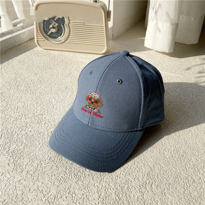 Fashion Kids Baseball Cap, Red Frame Brown Dog Design Cotton Hat for Spring & Autumn