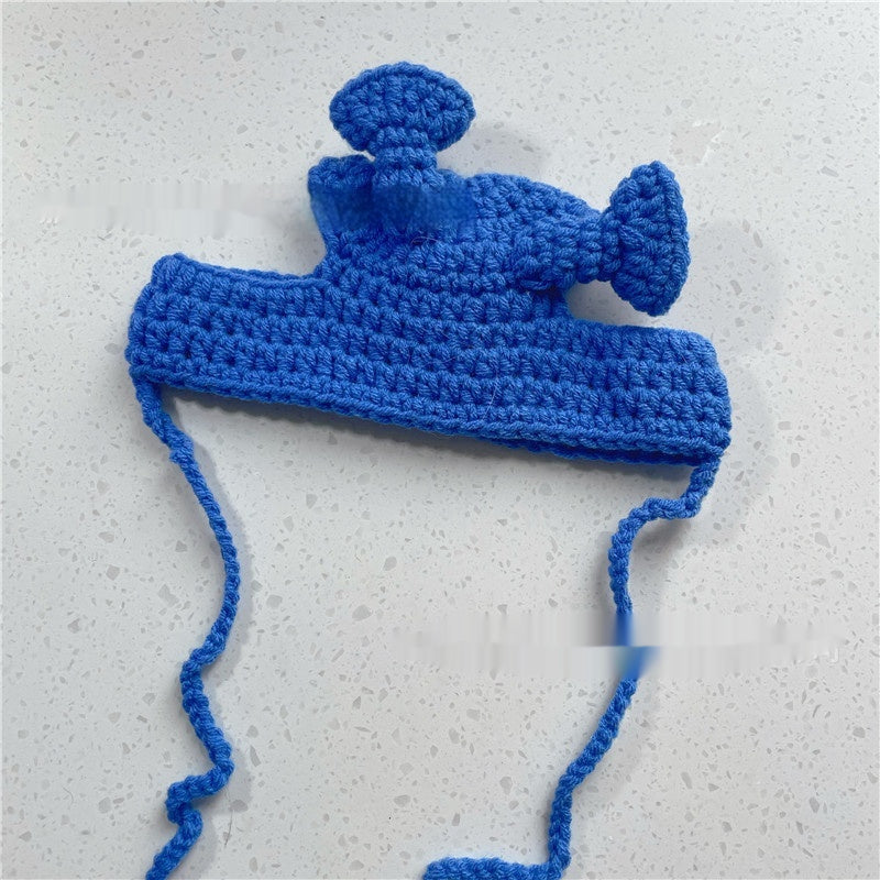 Hand-Crocheted Pet Knitted Hat, Funny INS-Style Wool Headgear for Cats & Dogs