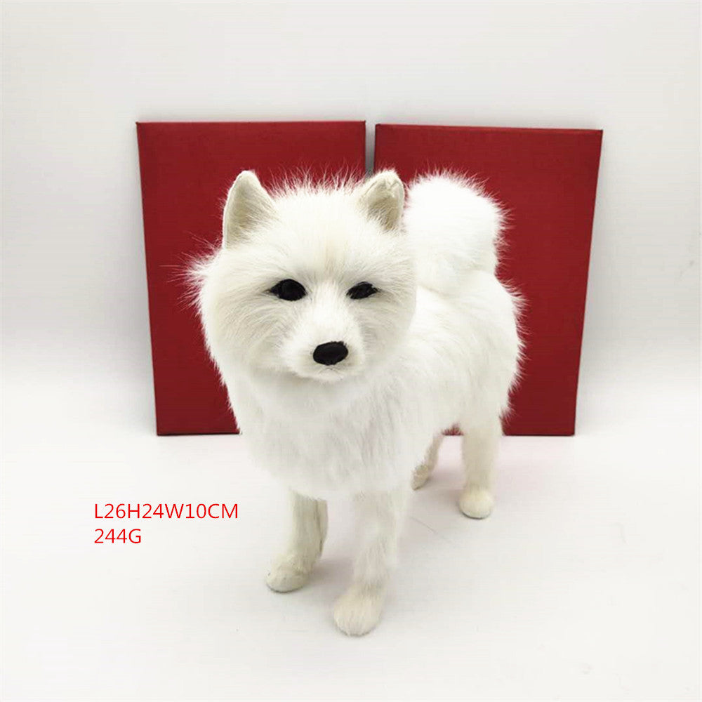 White Samoyed Home Ornament, Handmade Bionic Dog Craft (Rabbit Fur Material)