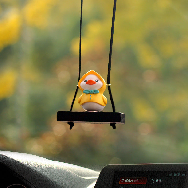 Dashboard Delight: Cute Little Yellow Duck Doll Automobile Hanging Ornament (Cartoon, Multi-Style).