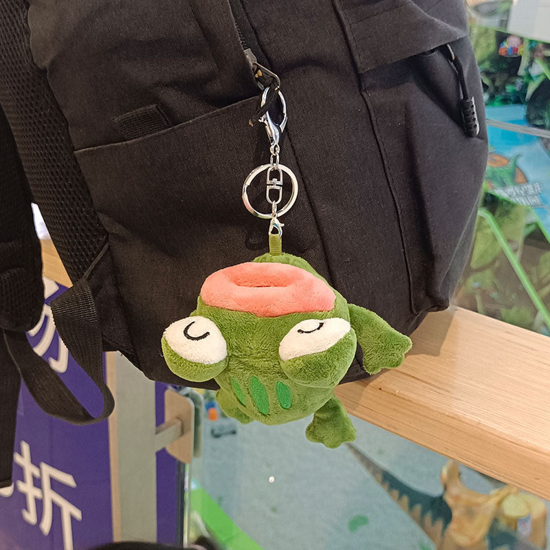 Sausage Lip Frog Plush Pendant – Funny Mini Frog Doll Keychain Charm (8 cm)