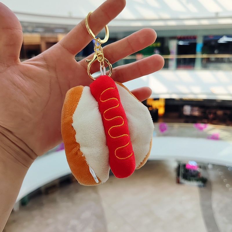 Cartoon Plush Hamburger, Fries, Hot Dog & Chicken Leg Keychain – Cute Food Plush Pendant