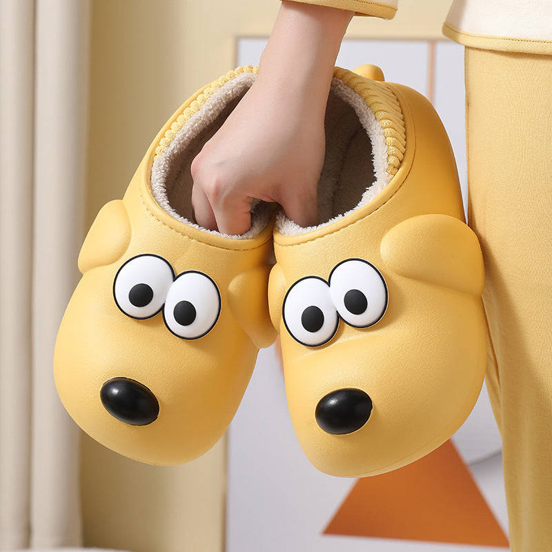 Cute Dog Shoes EVA Winter House Shoes, Unisex Fuzzy Cartoon Slippers
