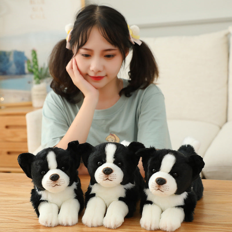 Simulation Dog Doll, Realistic Side Collie Rag Plush Toy (34cm Lifelike Puppy Plush)