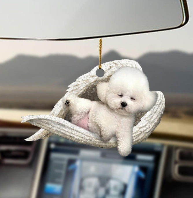 Sleeping Dog Angel Car Pendant, Cute Acrylic Hanging Ornament for Cars, Doors & Home Decor