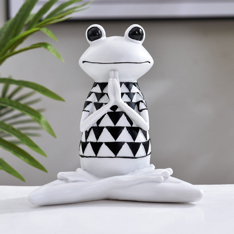 Zen Balance: Yoga Frog Meditation Animal Resin Statue for Thoughtful Home and Office Decor.