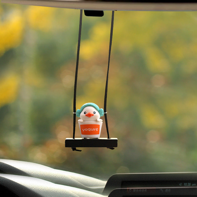 Dashboard Delight: Cute Little Yellow Duck Doll Automobile Hanging Ornament (Cartoon, Multi-Style).
