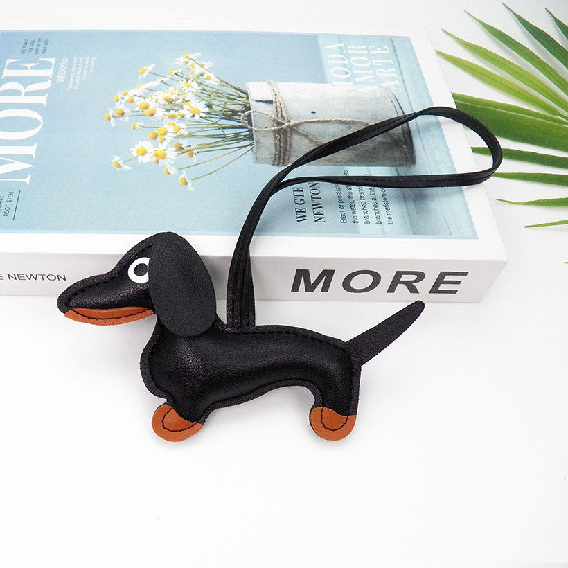 Sausage Dog Style Carrying Strap Bag Ornament, Fashion Commuting Leather Charm
