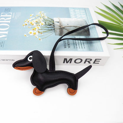 Sausage Dog Style Carrying Strap Bag Ornament, Fashion Commuting Leather Charm
