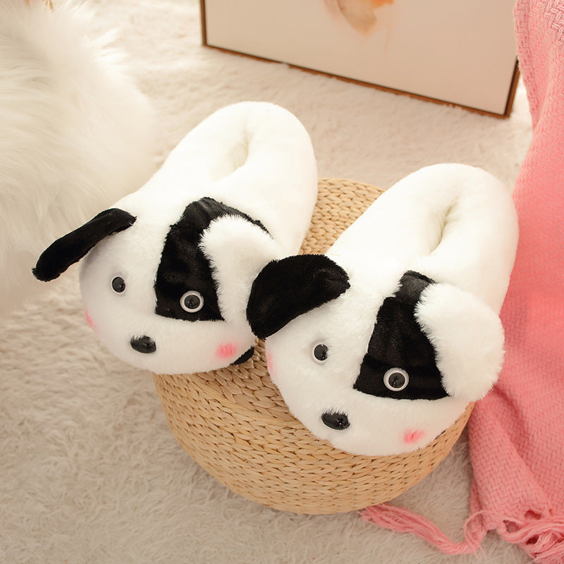 Winter Warm Home Floor Animal Dog Slippers, Plush Indoor Shoes (One Size 36–43)