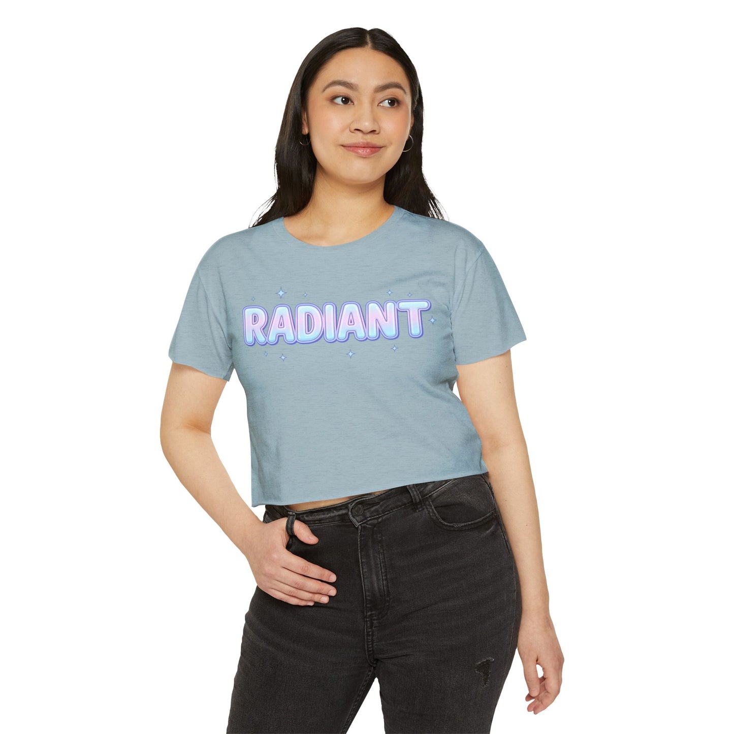 Radiant Crop Top | Pastel Sparkle Festival Tee for Women