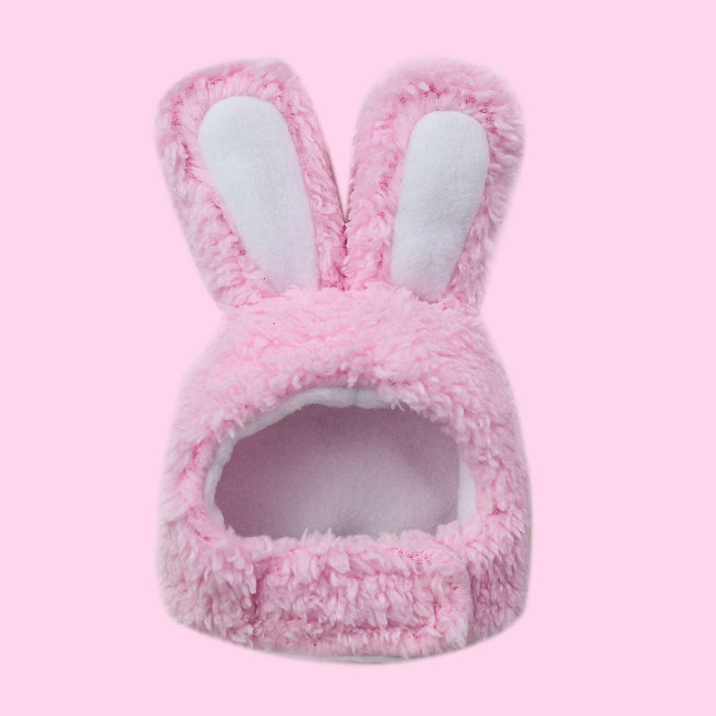 Cute Bunny Hat for Small & Medium Dogs and Cats, Plush Pet Headwear (Shu Cotton Velvet)