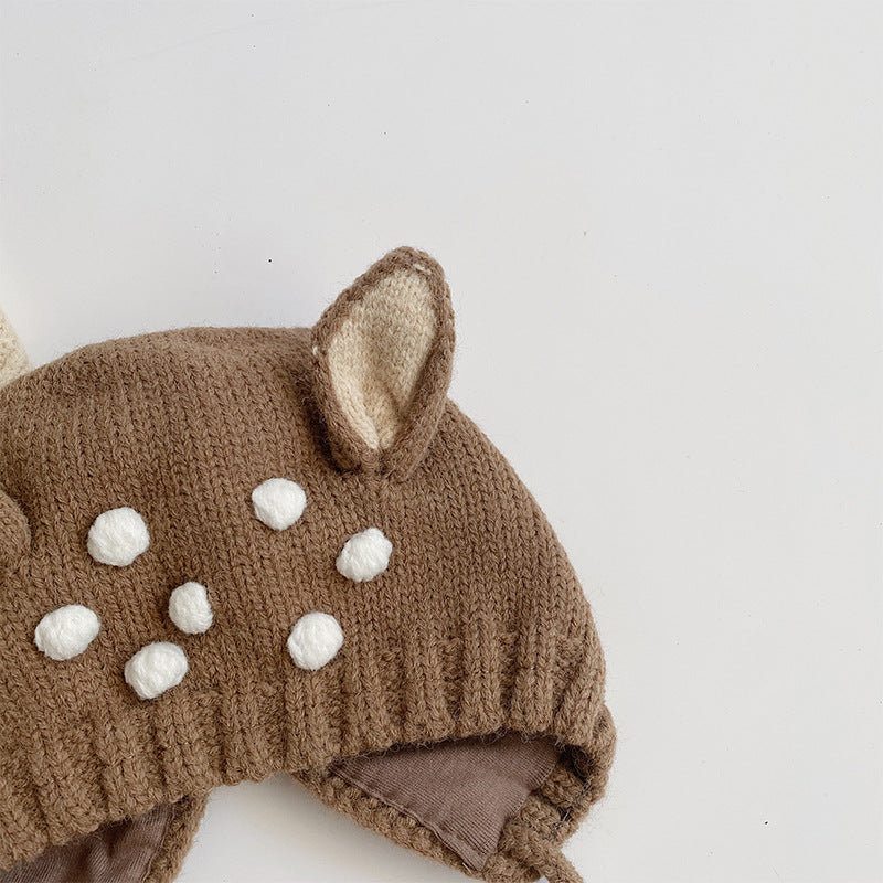 Cute Bunny Ears Baby Knitted Pullover Hat, Soft Wool Dome Cap for 5 Months to 3 Years