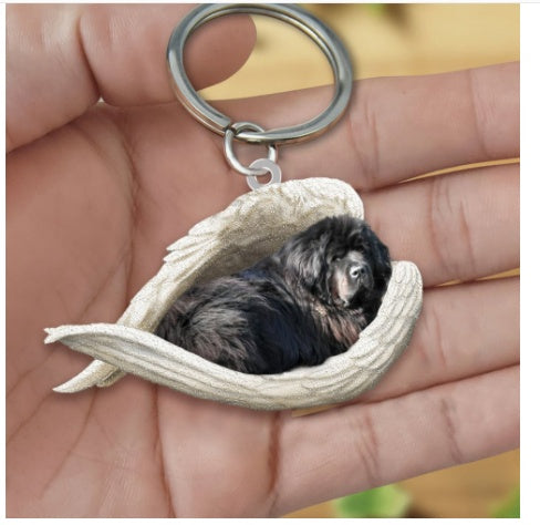 Creative Fashion Cute Dog-Shaped Acrylic Keychain, Single-Sided Print