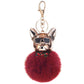 French Fighting Dog Car Ornament, Cute Dog Keychain Hair Ball Bag Pendant