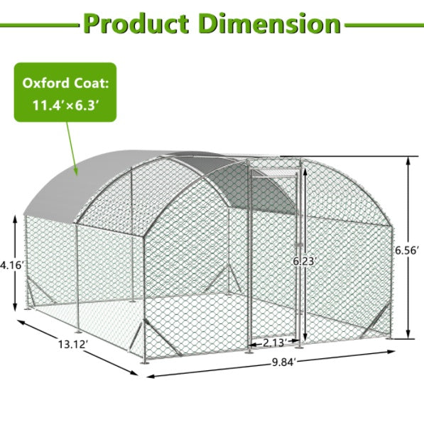 10×13 ft Dome Metal Chicken Coop – Heavy-Duty Outdoor Enclosure with Waterproof Tarp