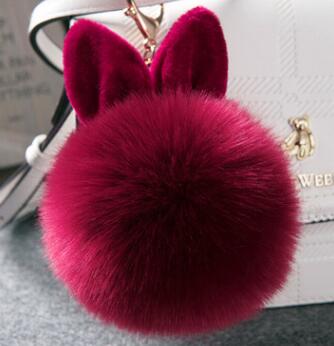 Colorful Bunny Fur Keychain, Soft Plush Rabbit Bag Charm for Women