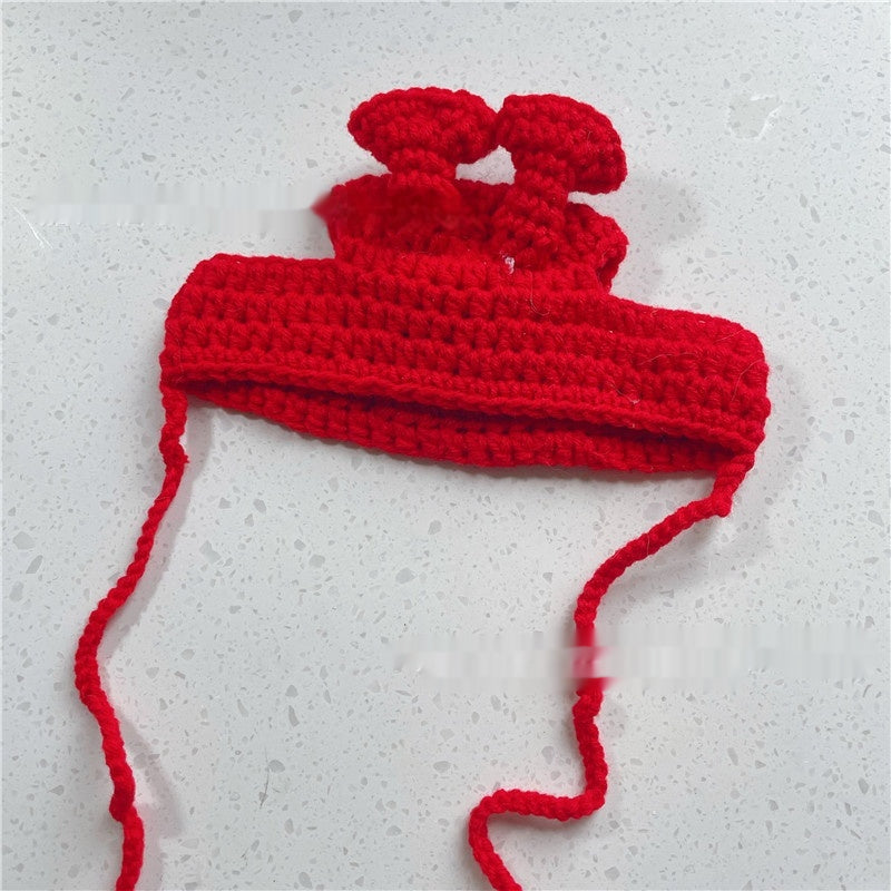 Hand-Crocheted Pet Knitted Hat, Funny INS-Style Wool Headgear for Cats & Dogs