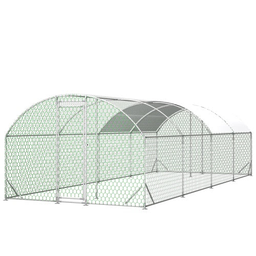 26' x 9' x 6' Large Metal Chicken Coop, Walk-In Poultry Cage With Waterproof Cover, Predator-Safe Design & Easy Assembly (258 sq ft)
