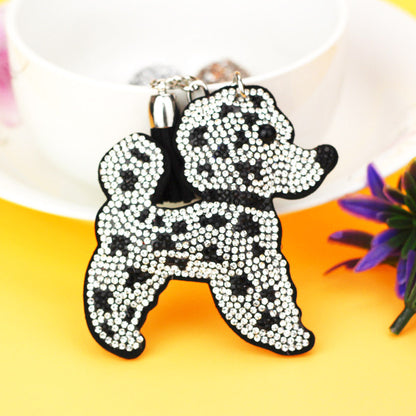 Women’s Fashion Flannel Tassel Two-Tone Dog Keychain
