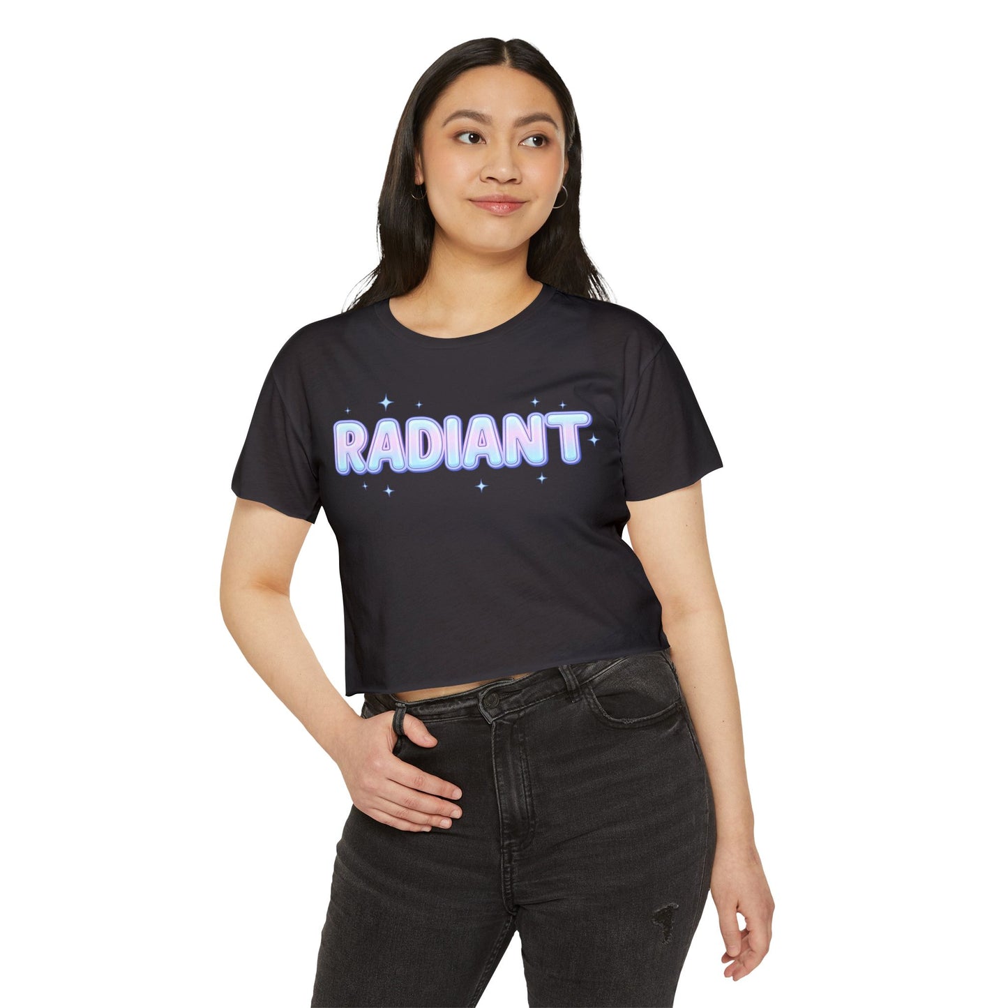 Radiant Crop Top | Pastel Sparkle Festival Tee for Women