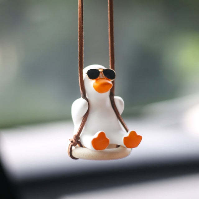 Car Swing Duck Pendant Ornament – Cute Gypsum Duck Hanging Decoration