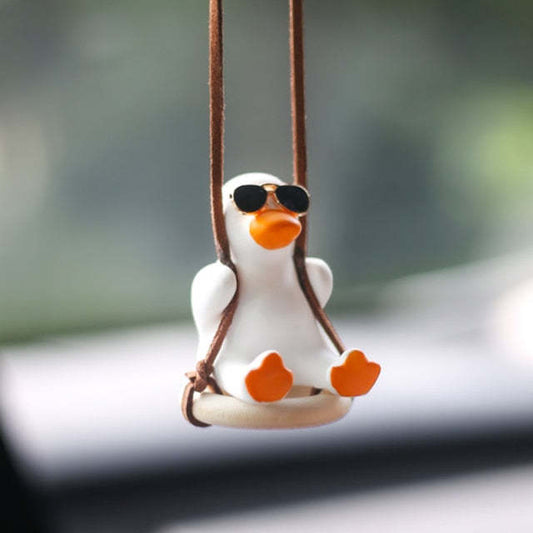 Car Swing Duck Pendant Ornament – Cute Gypsum Duck Hanging Decoration