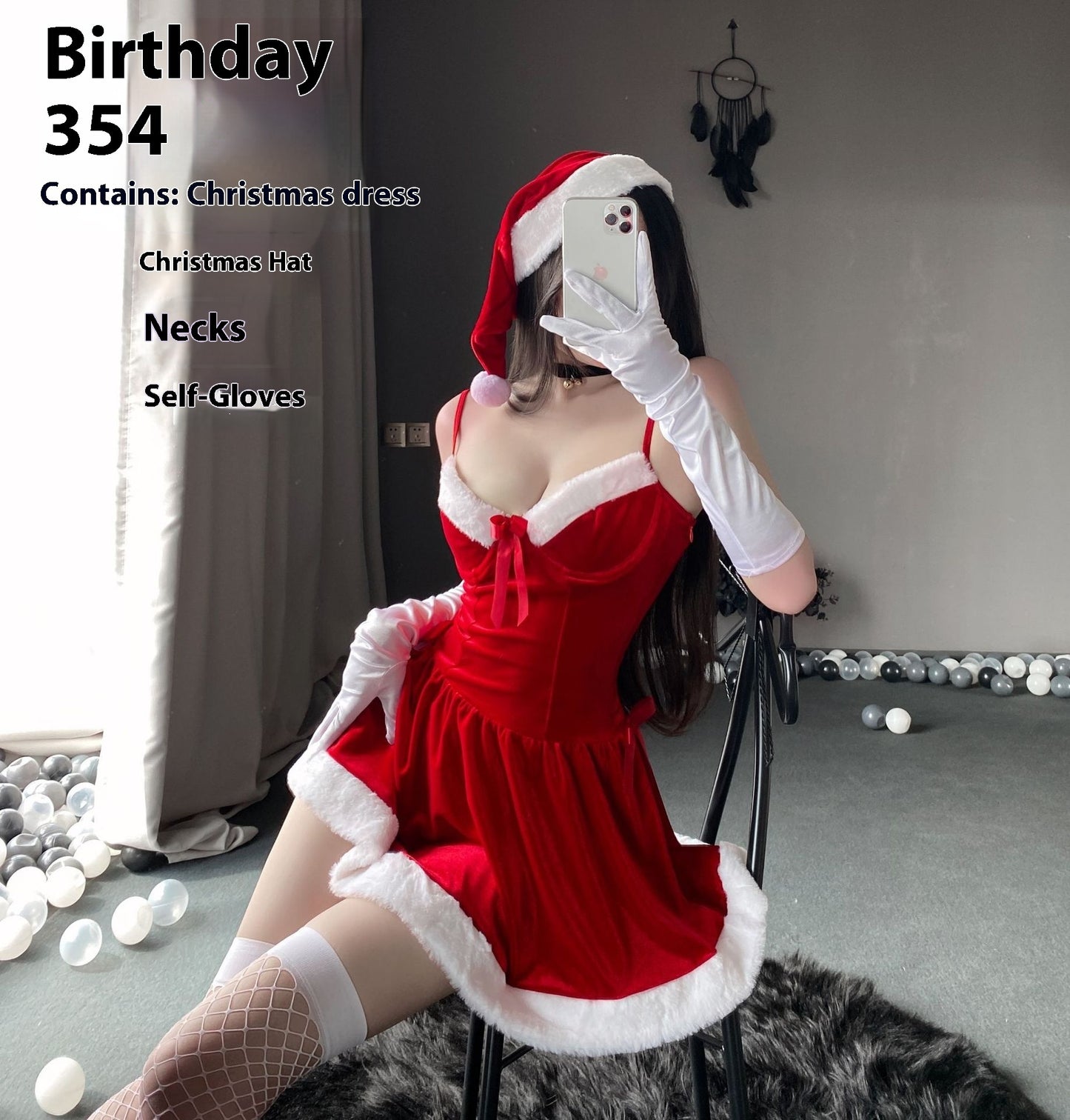 Christmas Bunny Cosplay Uniform, Gold Velvet Women’s Costume Set (Free Size)