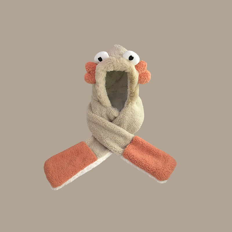 Sweet & Cozy: Cute Khaki Ears Plush Hat (Warm, Versatile, Cartoon Style).