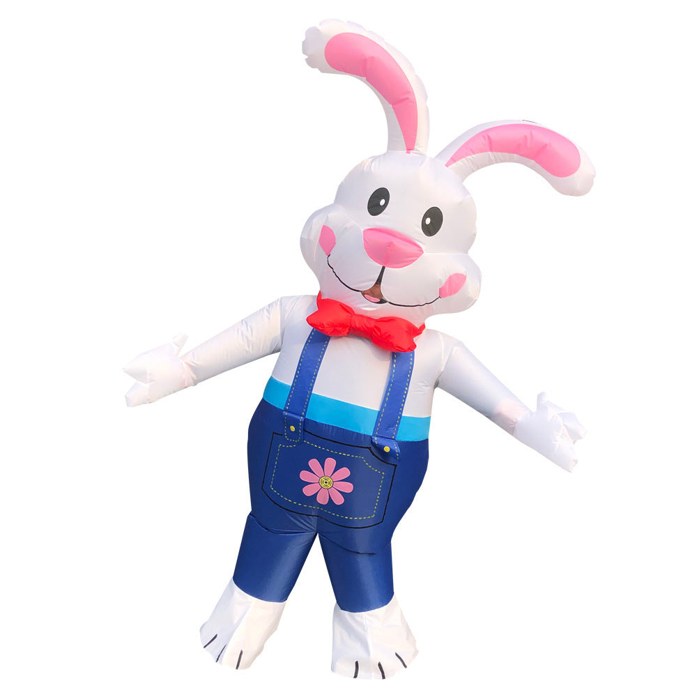 Cartoon Bunny Inflatable Suit, Cute White Rabbit Costume for Parties & Events