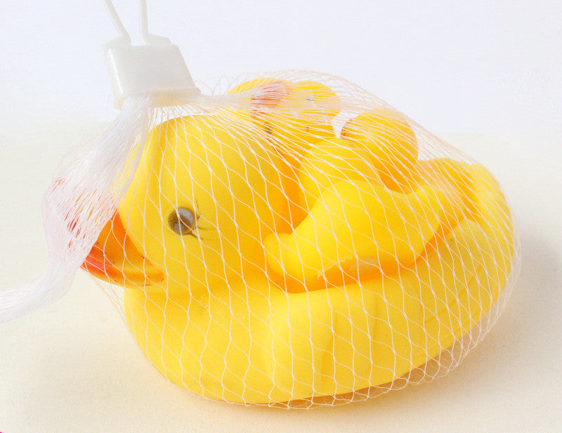 Baby Little Yellow Duck Toy Set – Mother Duck & 3 Baby Ducks (Soft Vinyl Bath & Grasping Toy)