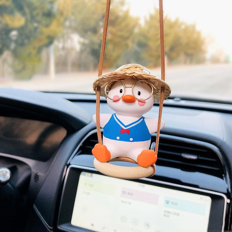 Swing Duck Car Pendant – Cute Hanging Duck Ornament with Aromatherapy Set