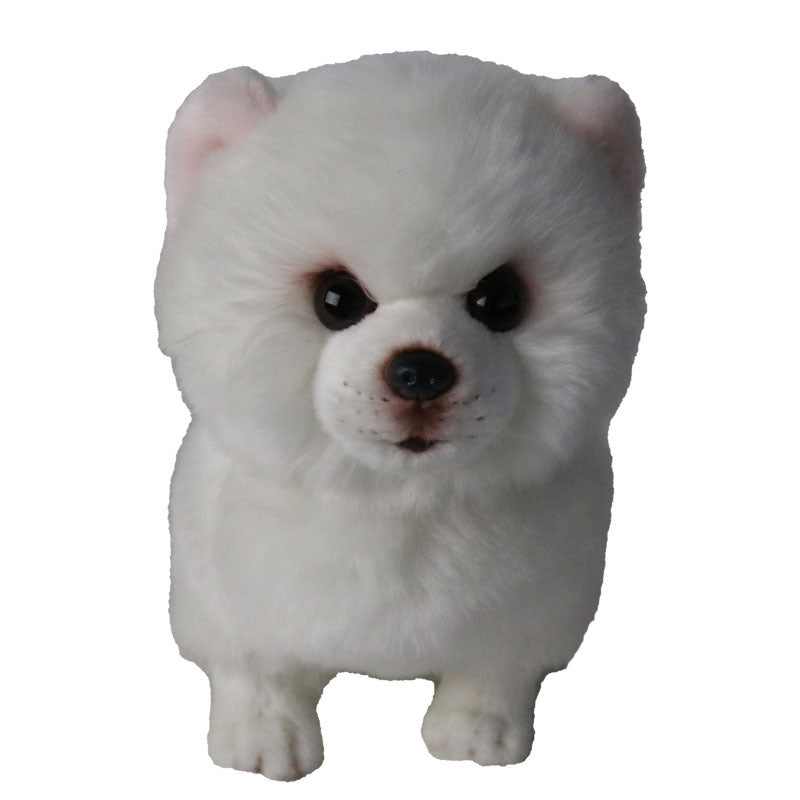 Pristine Pal: Pure White Simulation Dog Plush Doll (Short Hair, PP Cotton).