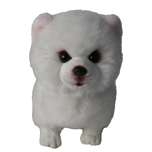 Pristine Pal: Pure White Simulation Dog Plush Doll (Short Hair, PP Cotton).