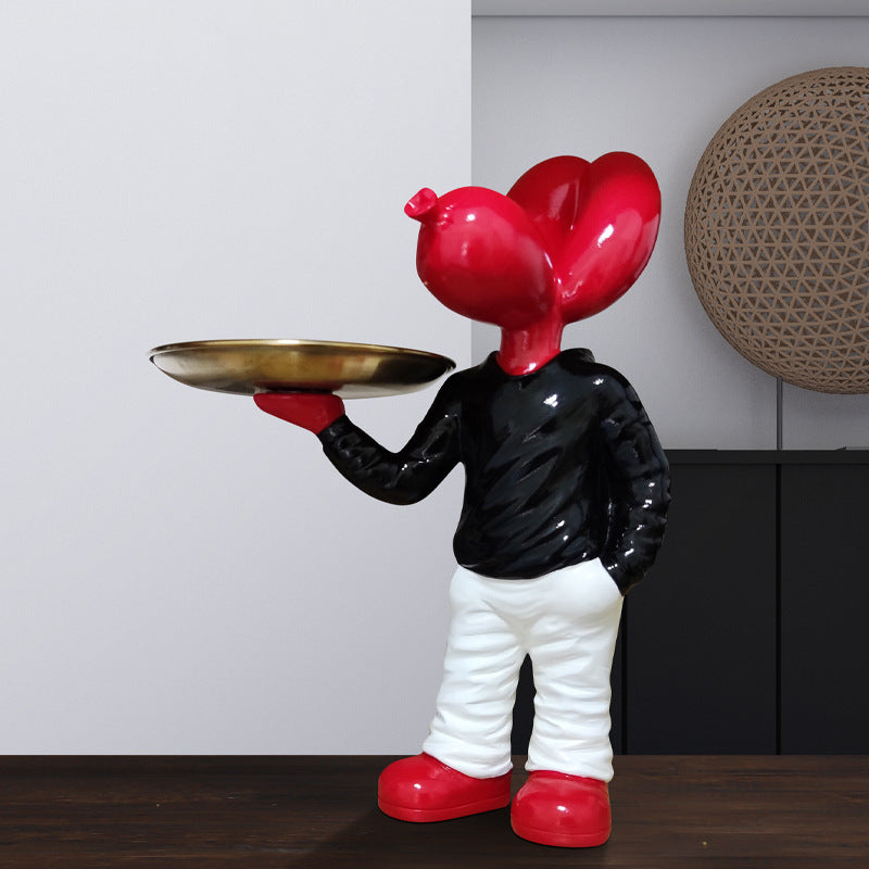 Dog Tray Modern Minimalist Resin Ornament, Light Luxury Animal Decor Sculpture