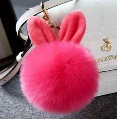 Colorful Bunny Fur Keychain, Soft Plush Rabbit Bag Charm for Women