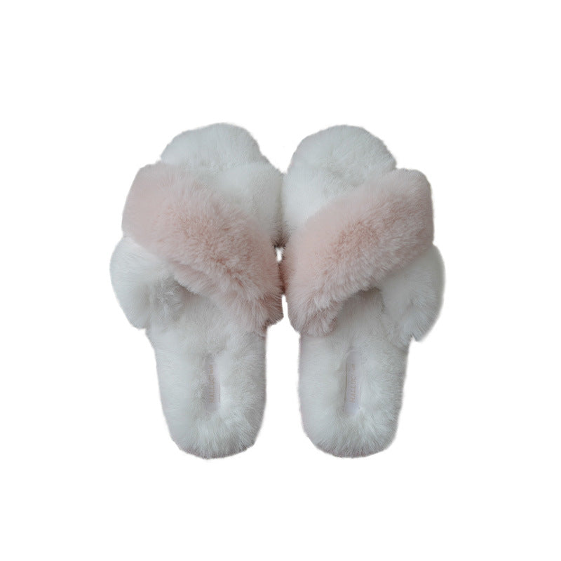 Bunny Fleece Soft Bottom Furry Slippers, Cozy Plush Indoor Footwear