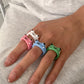 Vintage Vibe: Trendy Broadside Geometric Frog Resin Ring (Multiple Colors).