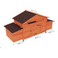 Large Wooden Chicken Coop, Outdoor Hen House with 2 Side Nesting Boxes, 2 Free-Range Doors & Leakproof Tray (Brick Red, Solid Wood)