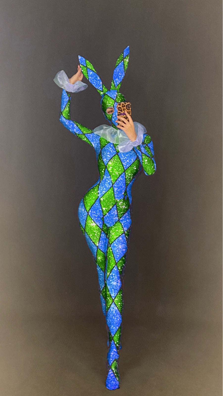 Bunny Girl Stage Costume, Adult Polyester Jumpsuit for Performances & Events