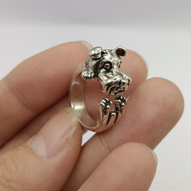 European & American Retro Chinese Zodiac Dog Ring, Adjustable Electroplated Copper Animal Jewelry