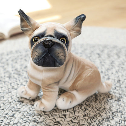 Simulated Dog Doll Plush Toy, Short Plush Animal Figure (20cm, Pug/Bulldog/Chihuahua/Dalmatian)