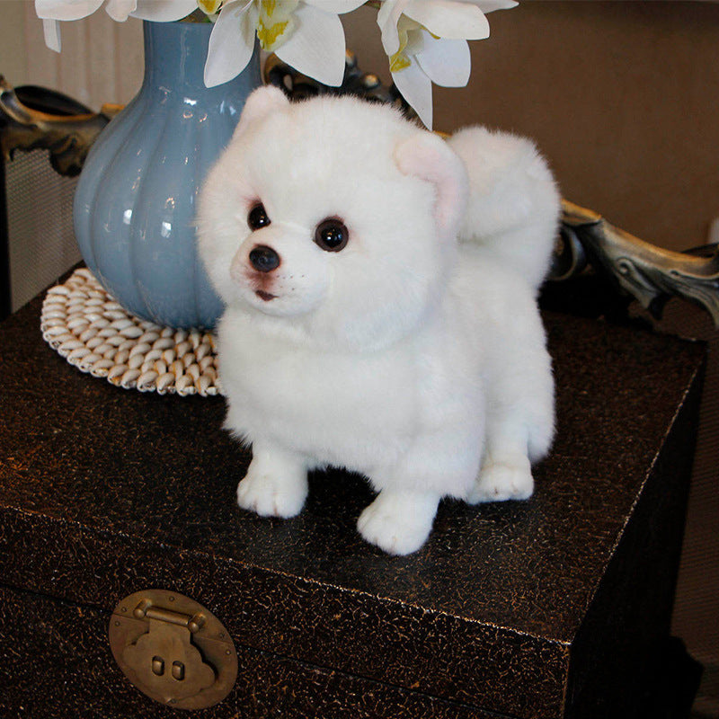 Pristine Pal: Pure White Simulation Dog Plush Doll (Short Hair, PP Cotton).