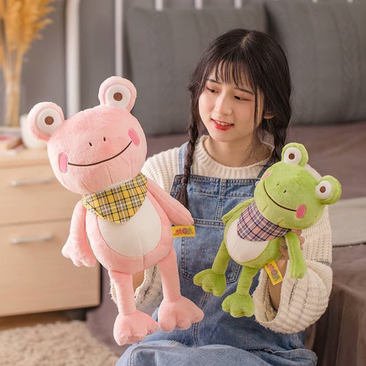 Charming Companion: Cute Scarf Frog Plush Doll for Teenagers (25cm & 45cm).