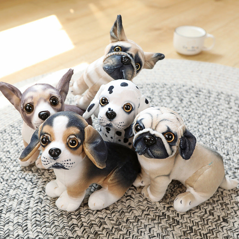 Simulated Dog Doll Plush Toy, Short Plush Animal Figure (20cm, Pug/Bulldog/Chihuahua/Dalmatian)
